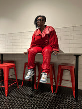 Load image into Gallery viewer, “I give 84” Red Leather &amp; Suede Jacket
