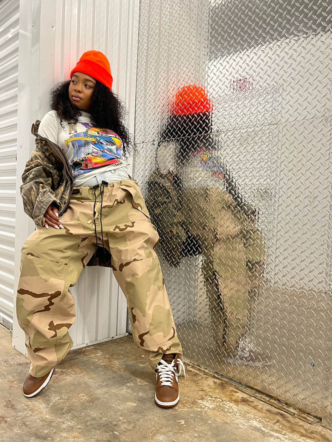 Swishy Camo Pant - Tan